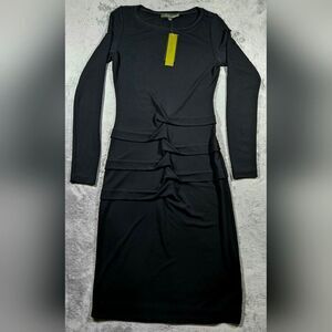 NWT Nicole Miller Midi Womens Ruched Layered Long Sleeved Dress.